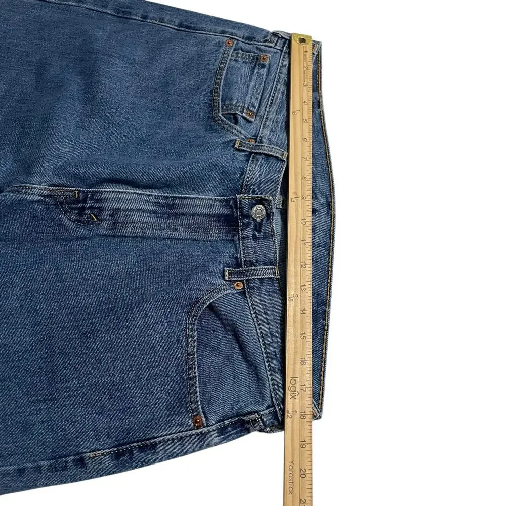 Levis 505 Mens Jeans Size 38 Blue Regular Fit Straight Zip Fly Denim Inseam 28
